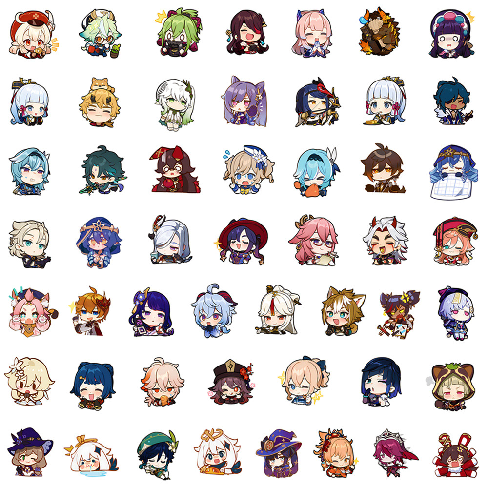 10/50 шт. новые наклейки Genshin Impact Chibi Kawaii Decal Eula Hutao  письмо новые персонажи наклейки водостойкий ноутбук телефон