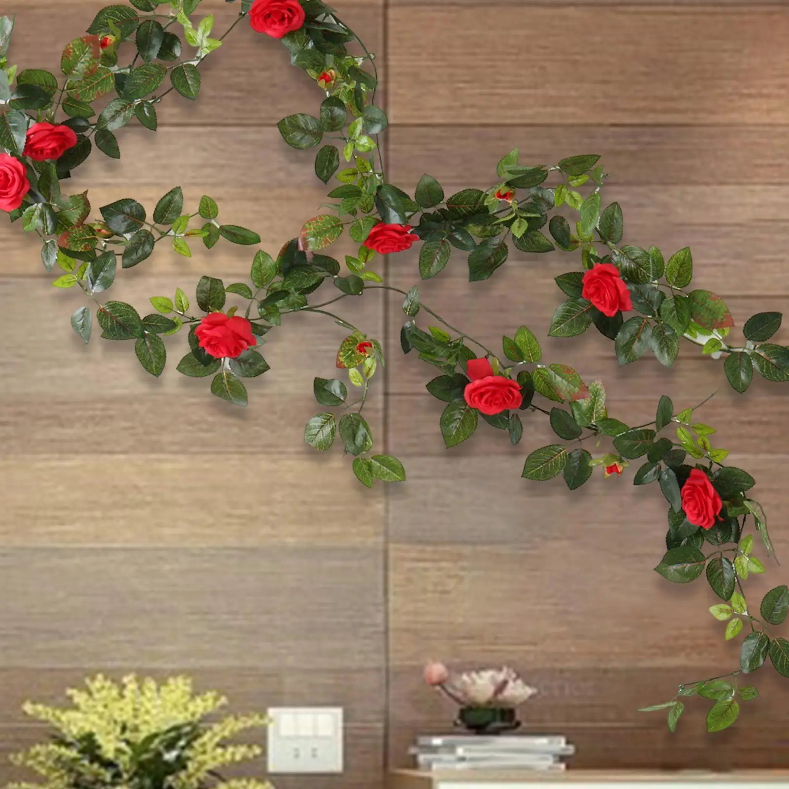 Artificial Rose Vines Photography Prop rose Vine Hanging Faux Leaves Floral for Party home Backdrop Wall Decor