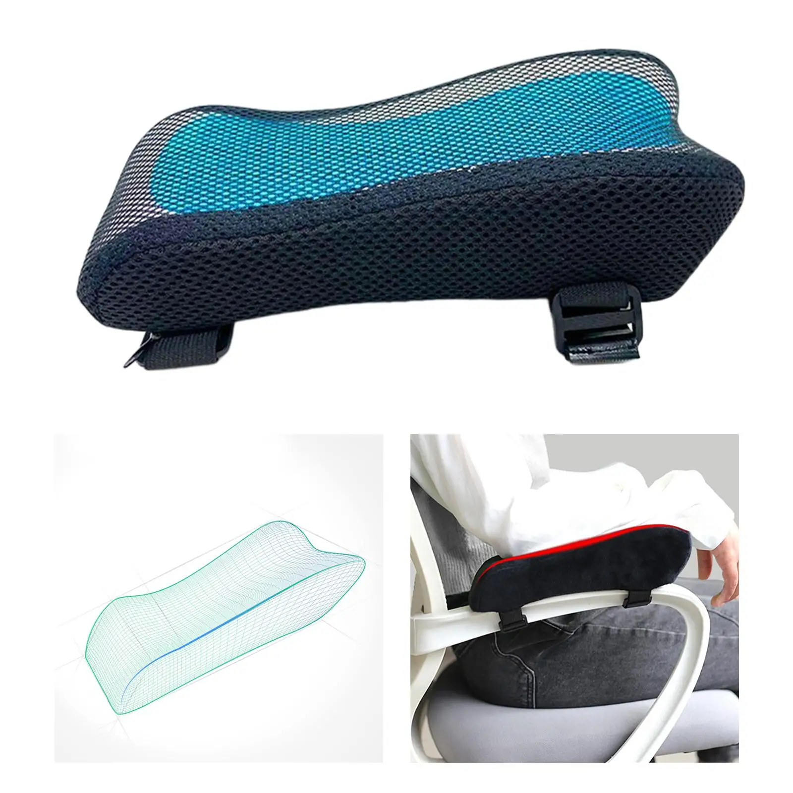 Memory Foam Arm Pads Forearms Pressure Removable Cover Ergonomic Pressure Relief Washable Chair Armrest Cushions for