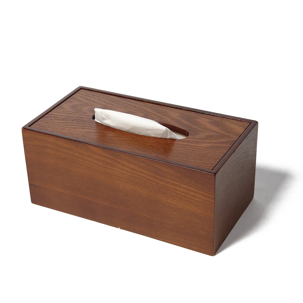 Wooden Tissue Box Cover Dispenser Pen Remote Control Holder Desk Organizer