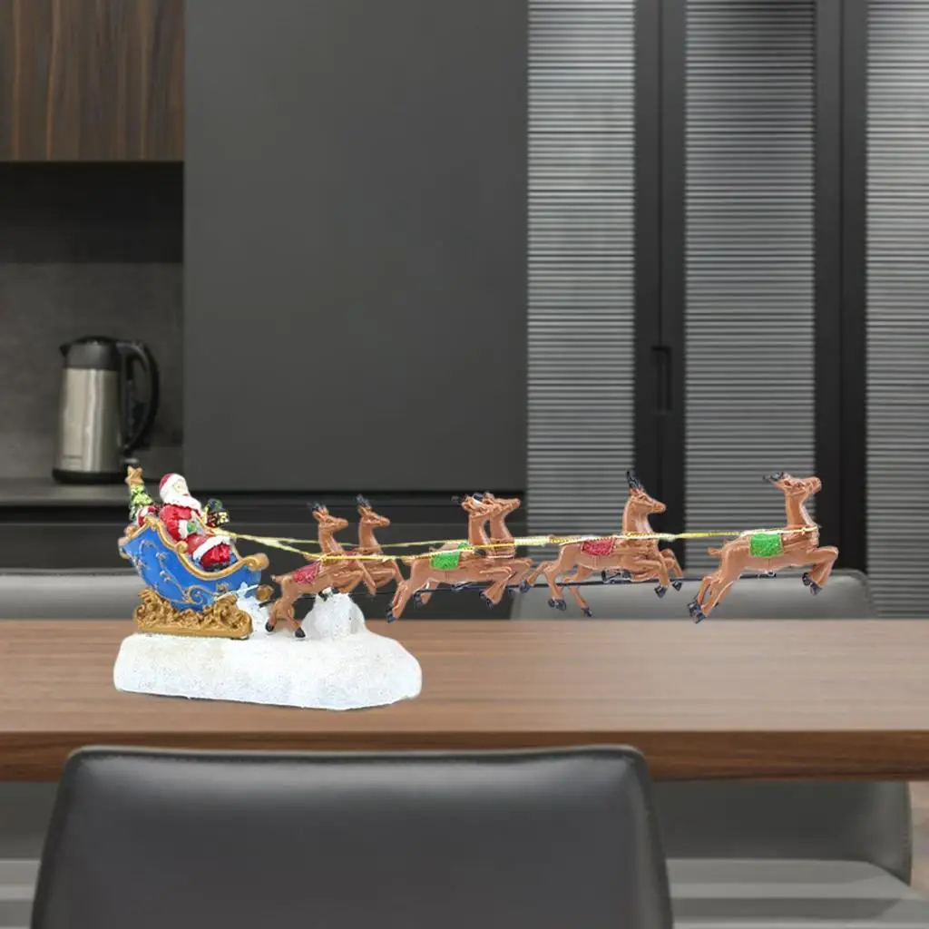 Santa Sleigh and Reindeer Assortment Christmas Ornaments Luminous Music Reindeer Car Home Decoration
