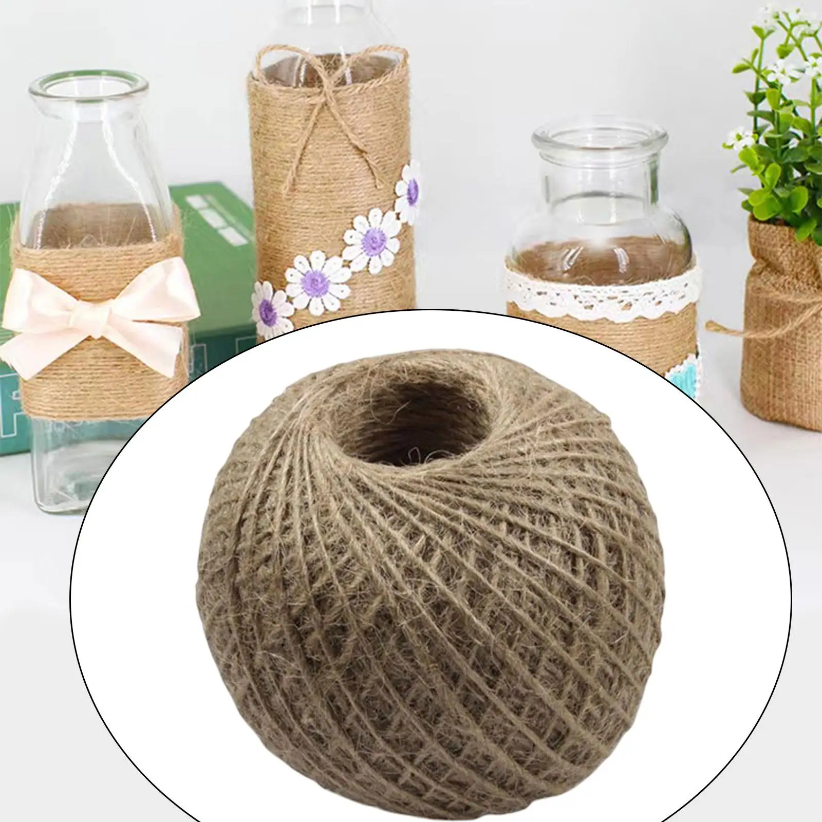 Jute Burlap Hemp String Eco Friendly Hand Woven Twisted Cord for Artwork Packing Materials Home Decor Gift Tags Plant Hanger