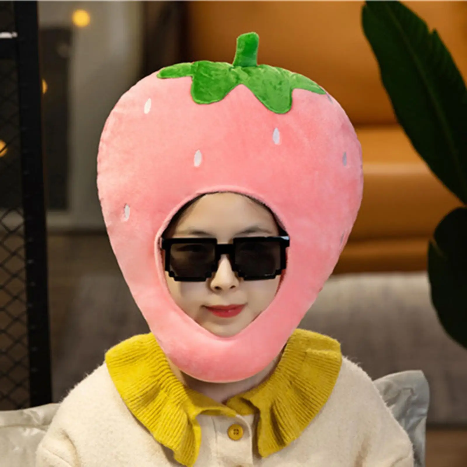 Cute Strawberry Hat Decorative Head Cover Costume Photo Prop for Adults