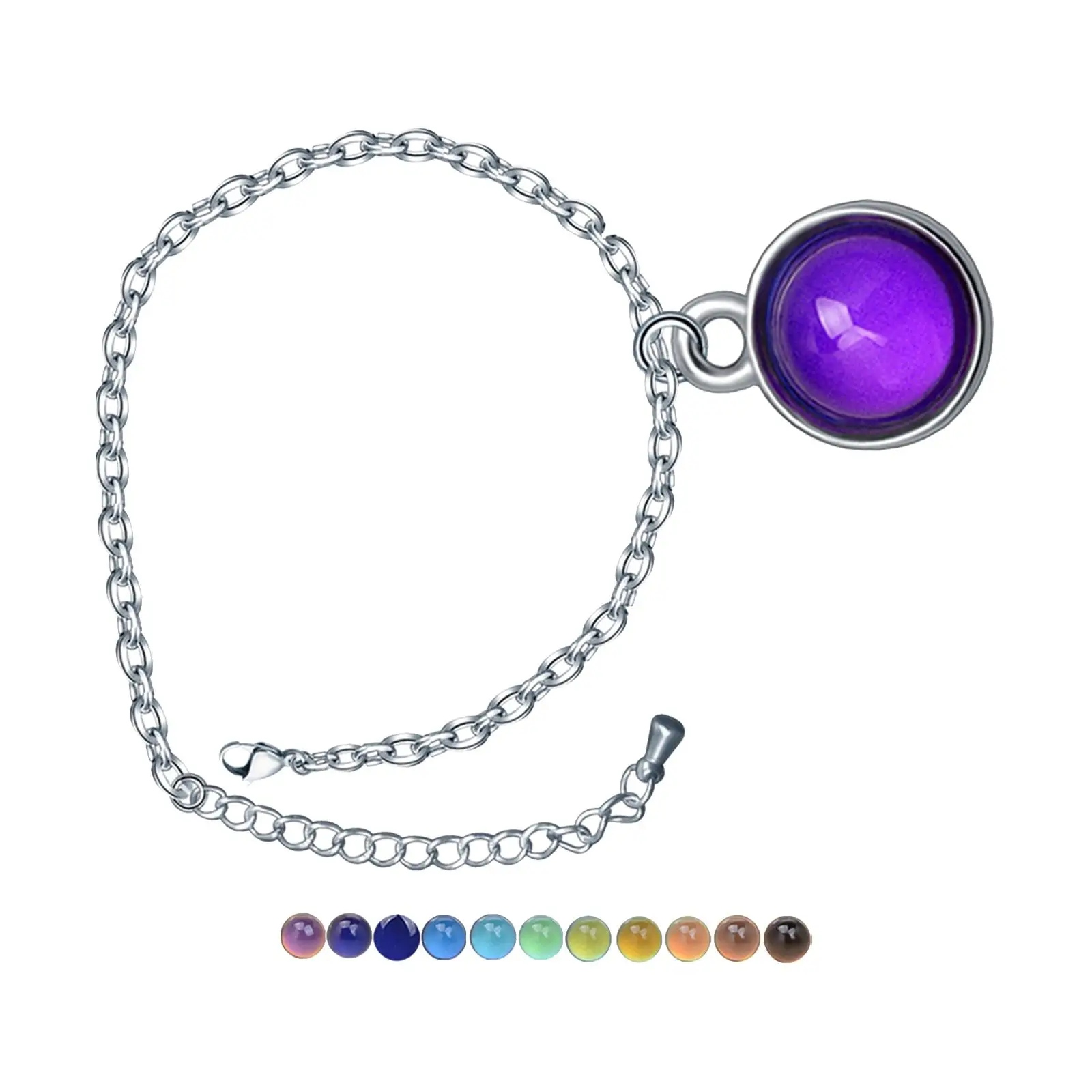 Temperature Sensitive Color Changing Bracelet with Pendant for Wedding Gift
