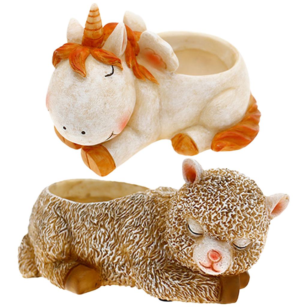 Unicorn Alpaca Animals Succulent Flower Pot Desktop Decoration Flower Pots Ornaments Creative Home Decor Office Desk Decoration