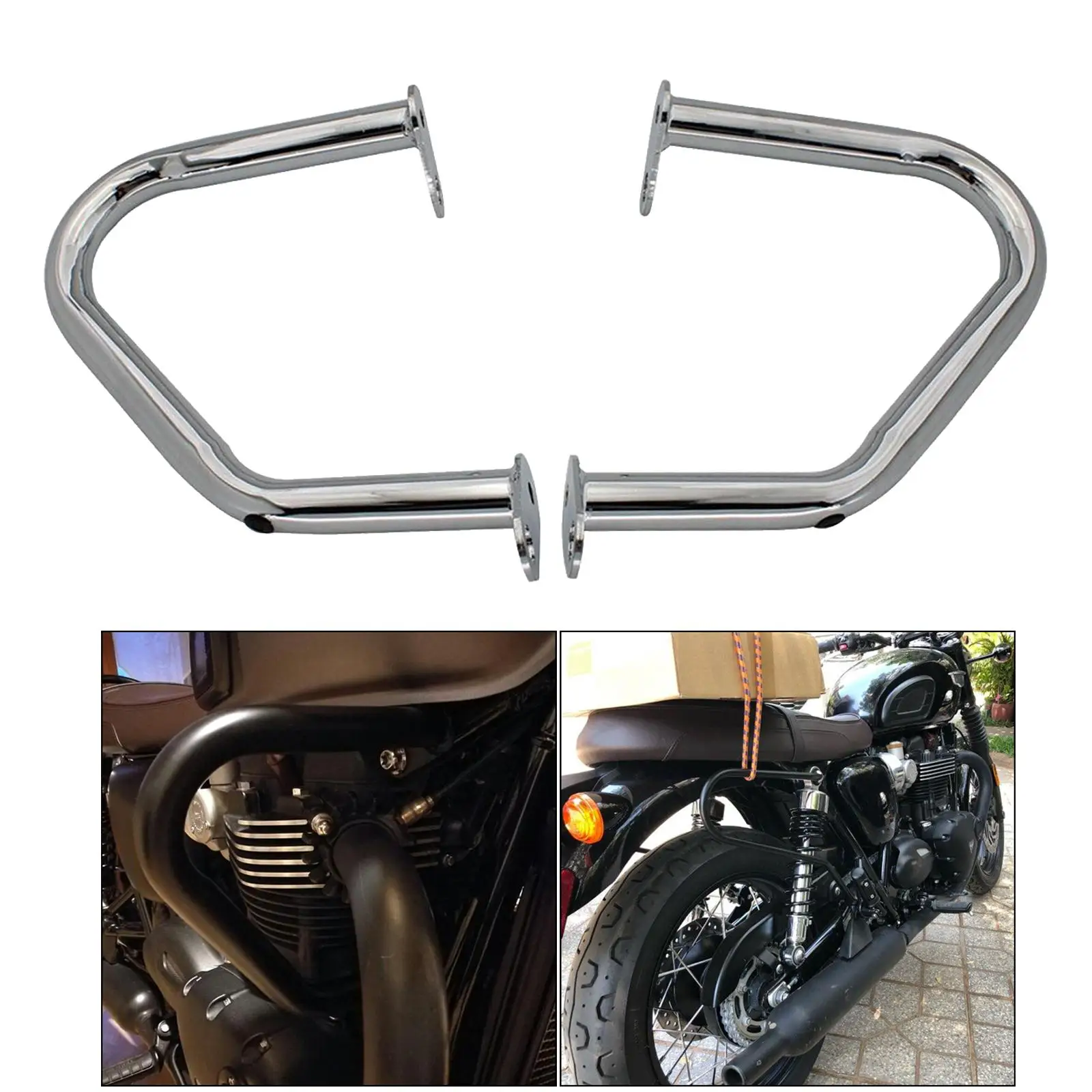 2 Pieces Chrome Motorcycle Engine Protection Crash Bars for  