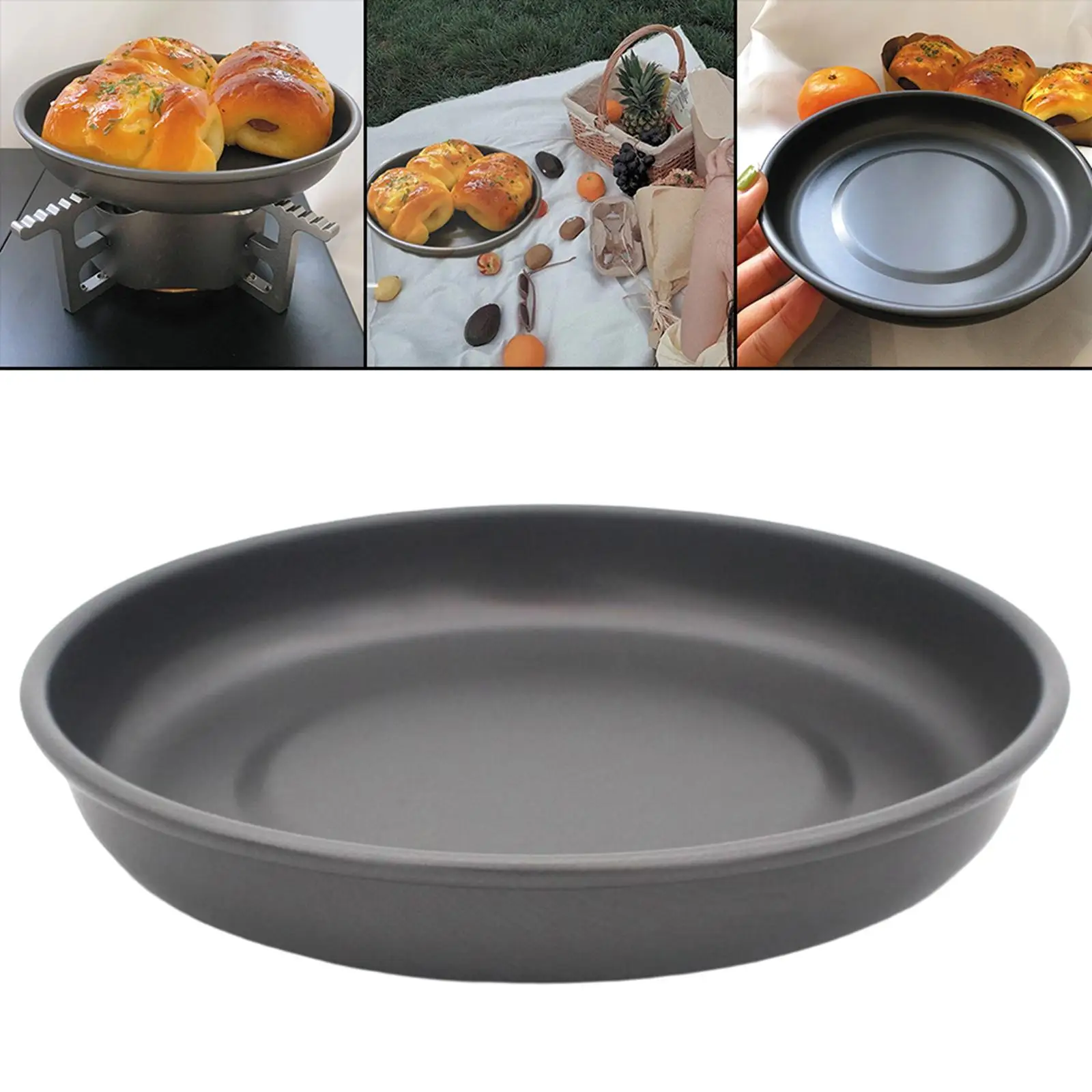 300ml Dinner Plate Round Dish Tray Serving Plates Cooking Utensil Food Container Portable Food Plate Cookware for BBQ Picnic