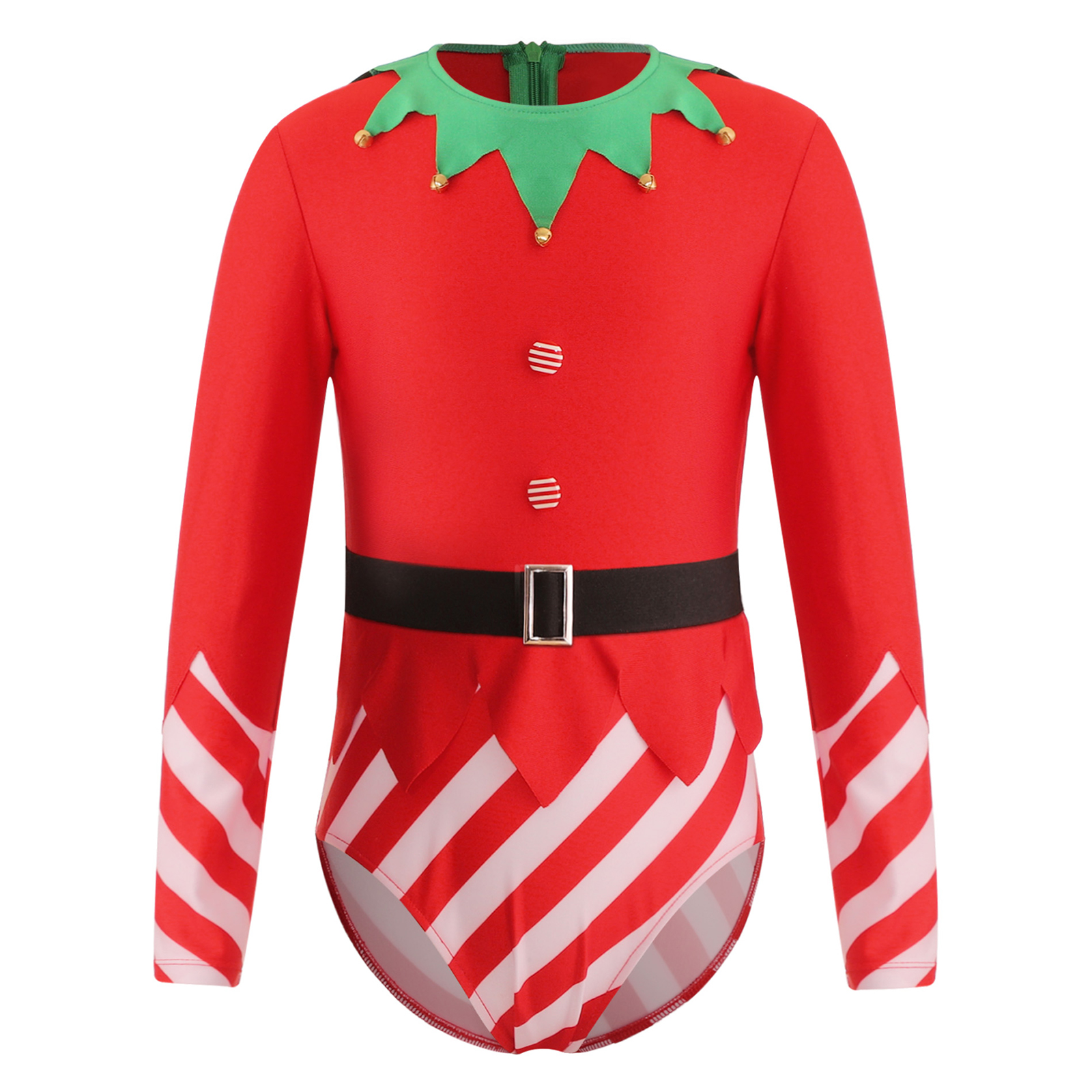 Kinder Mädchen Weihnachten Elf Santa Kostüm Langarm Streifen Gymnastik Trikot Ballett Tanz Overall Weihnachten Neujahr Party Tanz kleidung – Detail 8
