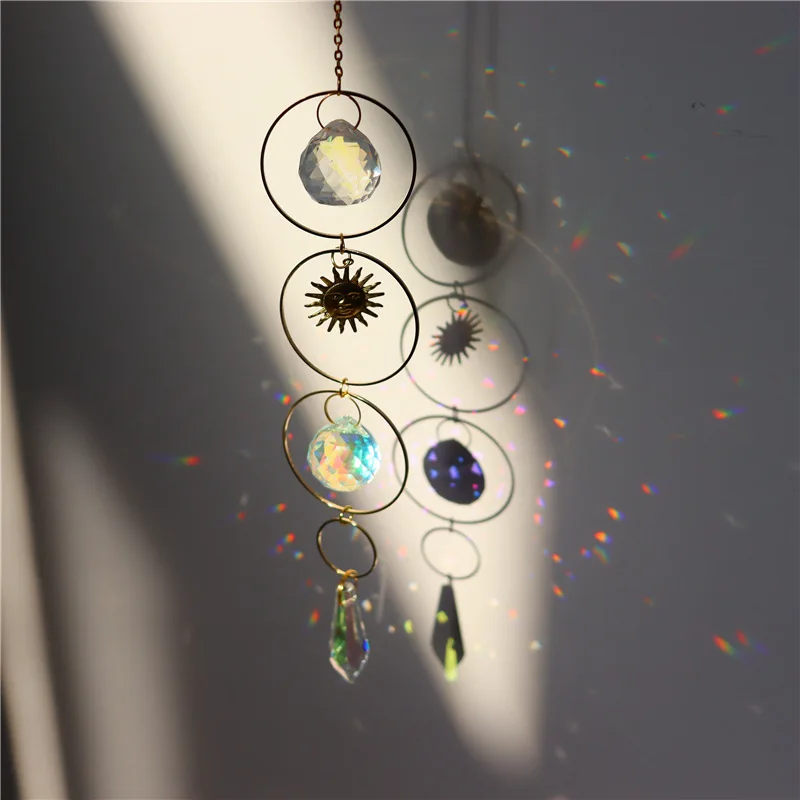 Description Picture 5 of itemSuncatcher Crystal Prism Ball Gold Moon Star Rainbow Sun Catcher Indoor Window Car Hanging Garden Decoration Gift