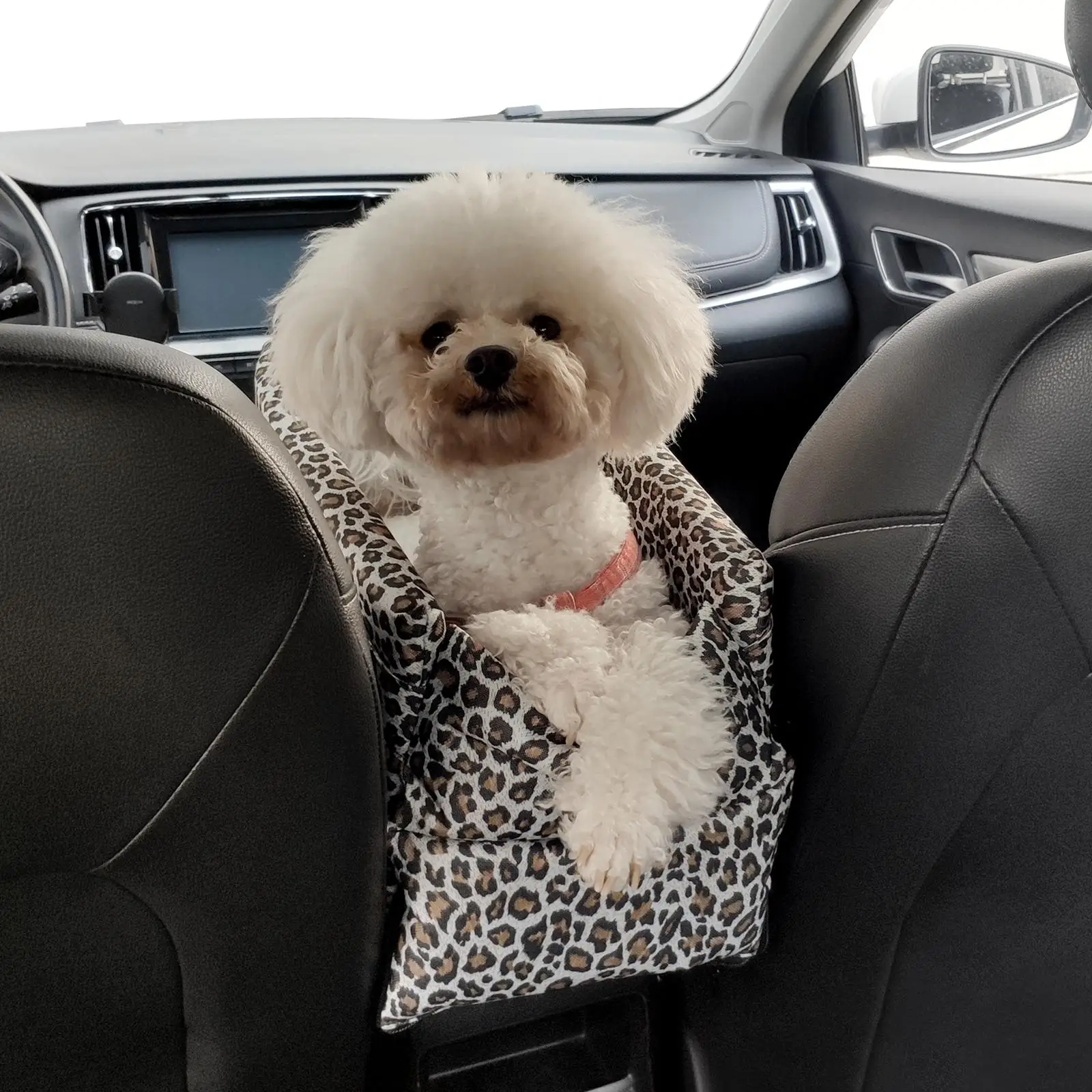 Leopard Car Booster Seat Removable Washable Safe Soft for Dog Cat 