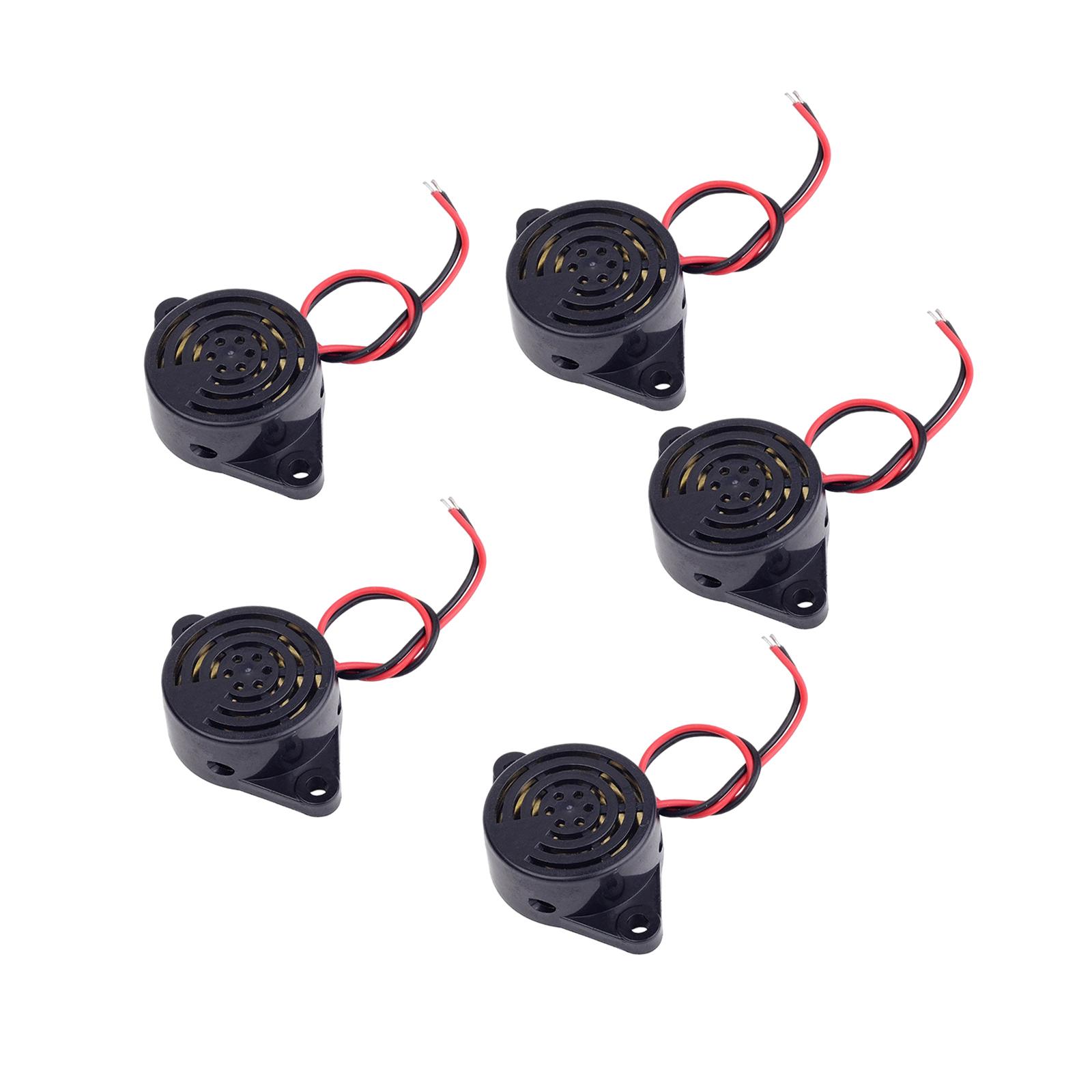 5 Pieces Electronic Buzzer DC3-24V Sfm-27 100dB Piezo Security Sounder Alarm for Physics Circuits Motorcycle Car Golf Cart