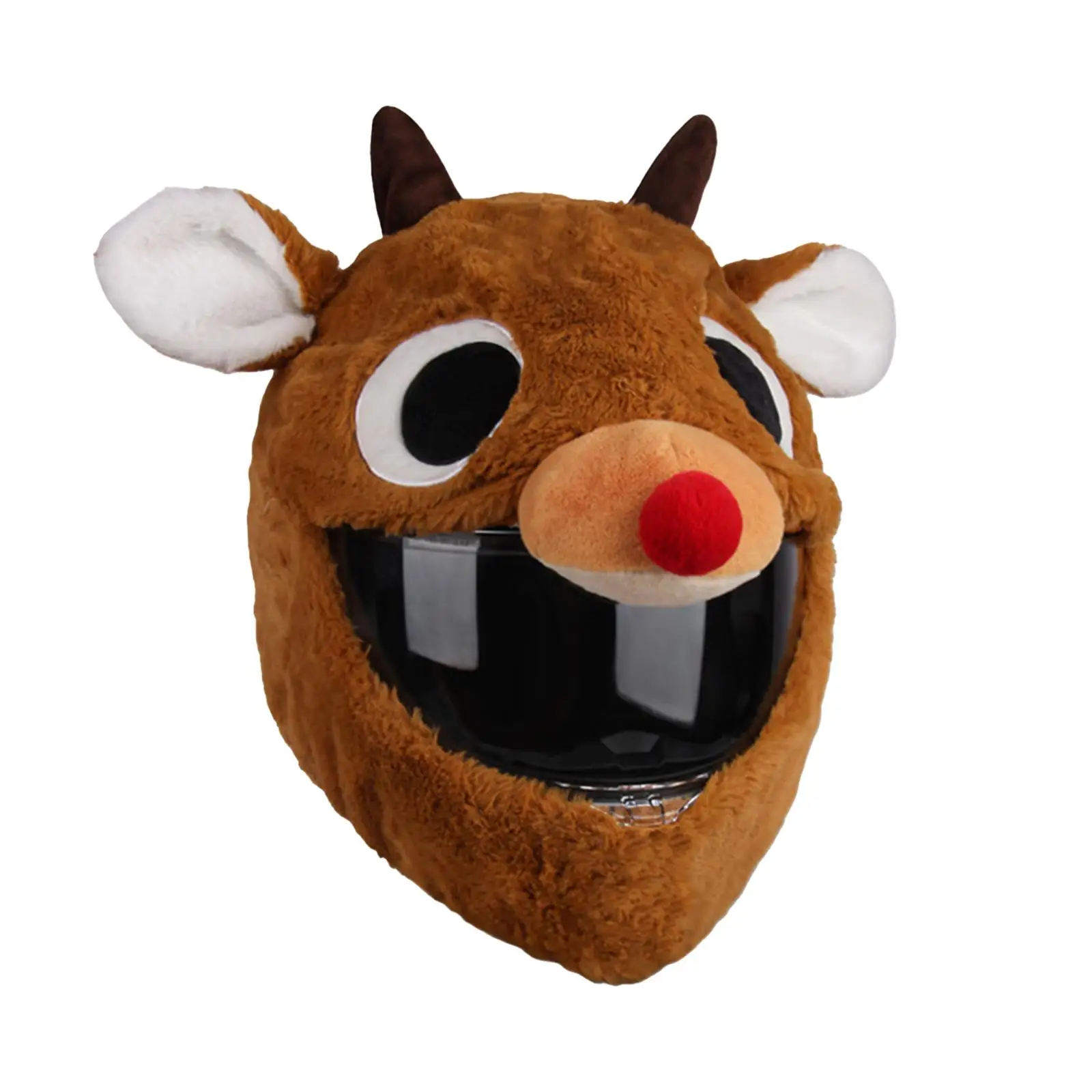Helmet Cover Reindeer Shaped Increase Riding Fun Protective Plush Soft Motorbike for Full Face Helmets Helmet Protective Cover