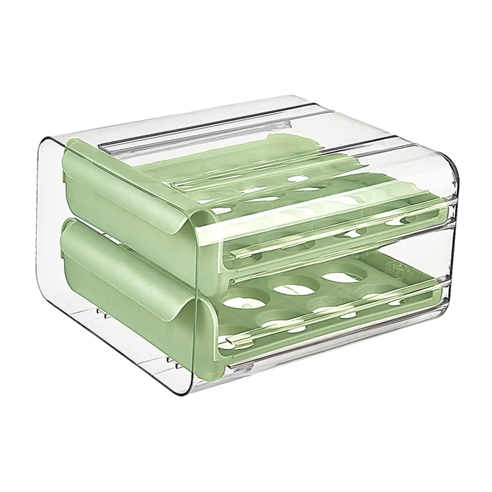 2 Layer Egg Holder Durable with Handles Space Saving Transparent Reusable Large Capacity Drawer Egg  Storage Box for Pantry
