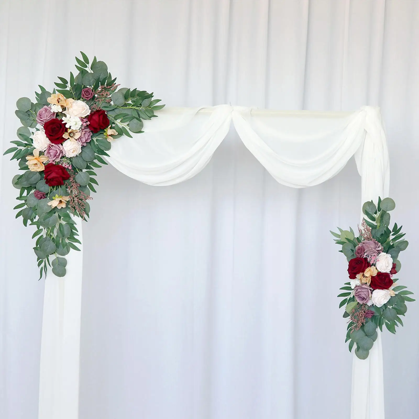 Wedding Arch Flowers White Fake Rose Flower Arch Garland for Home Decoration