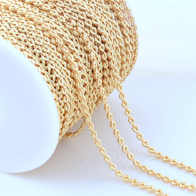 4*6mm 14 Karat vergoldete Messing Herz kette für Schmuck herstellung DIY Halskette Armbänder Kette Schmuck herstellung Lieferungen – Detail 6