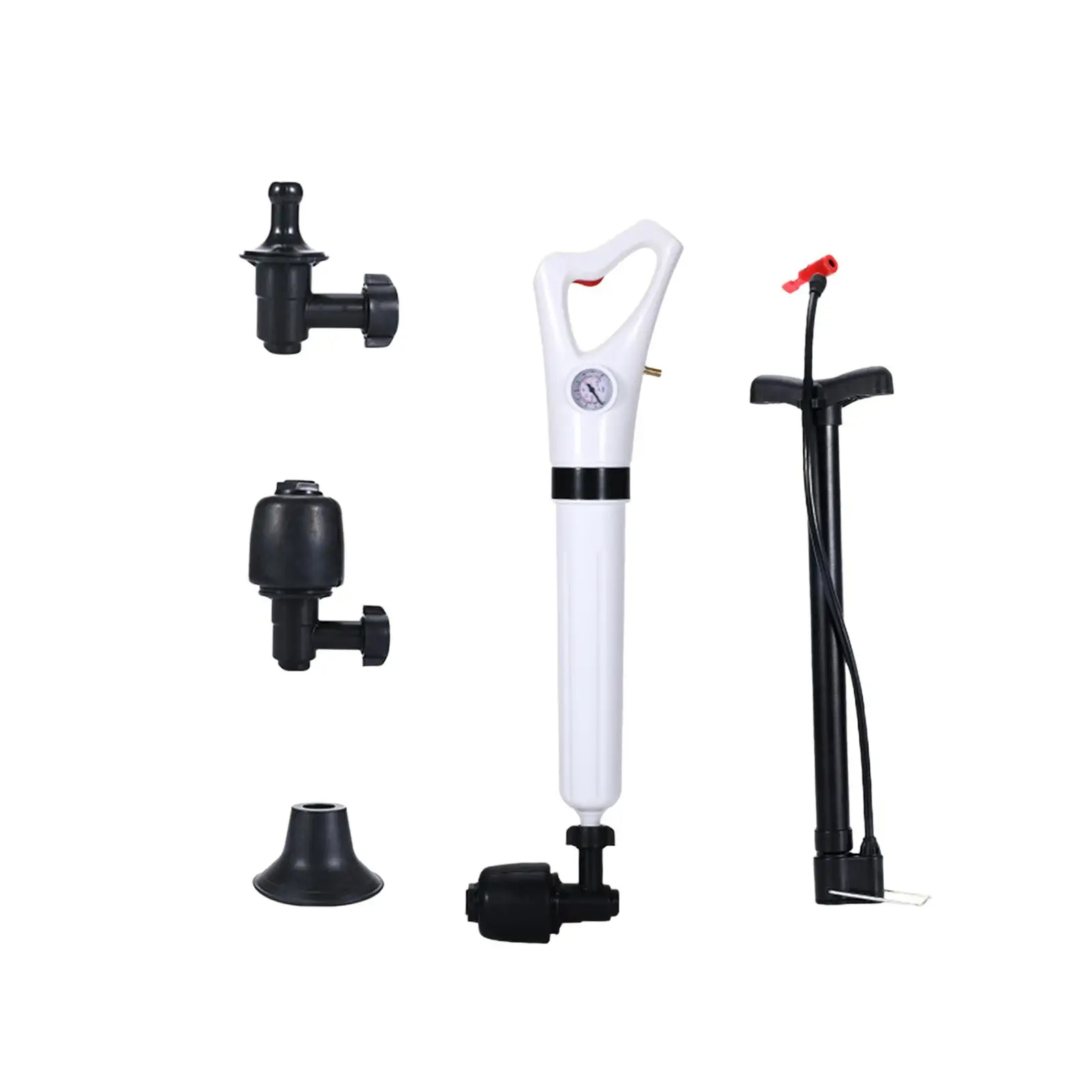 Toilet Plunger Set Plumbing Tools with Replaceable Heads Sewer Dredge Tool for Toilet Drains Piping Floor Drains Kitchen Squat
