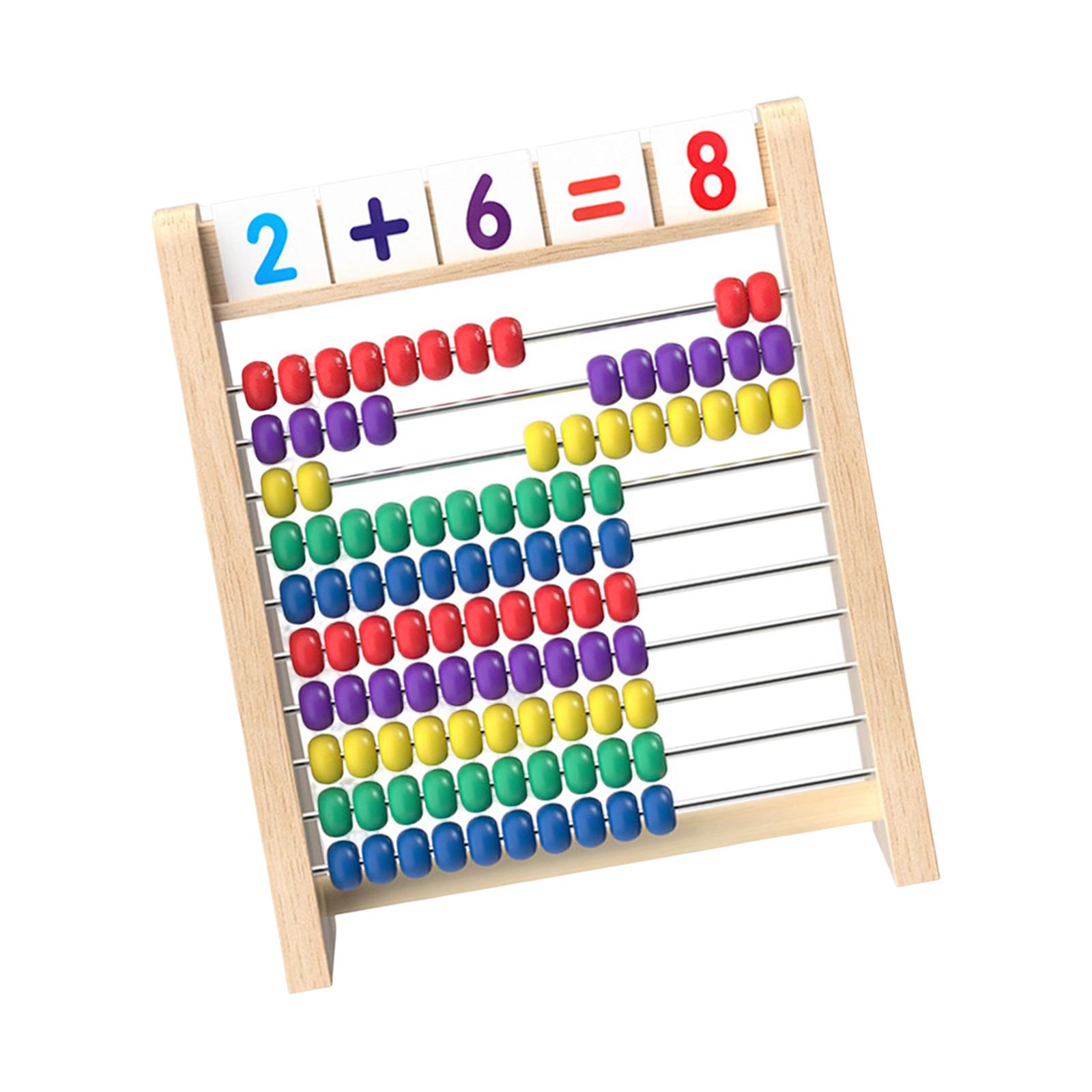 10 Row Preschool Learning Toy Counting Sticks Math Teaching Aids Wooden Abacus for Early Childhood Education Learning Preschool