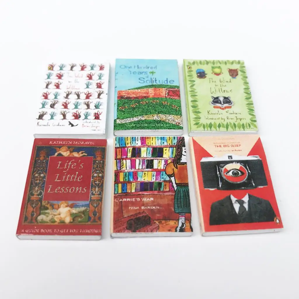 6pcs 1:12 Dollhouse Books Colorful Style Printed Book Home Set Accessory