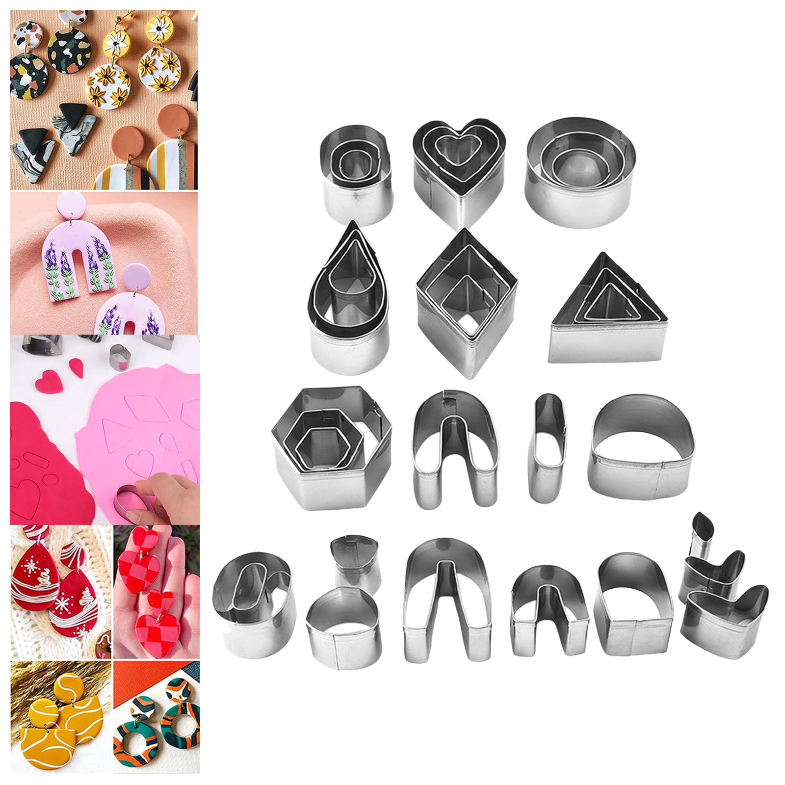 33Pcs Polymer Clay Starter Pack Stainless Steel Cutting Mini Shapes Cutter for Homemade Baking Earring Cookies Vegetable