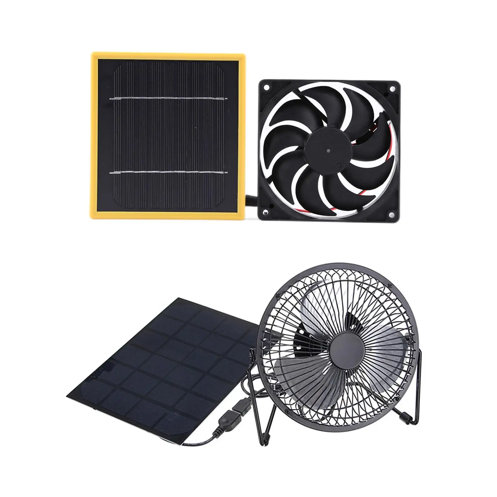 Portable Solar Exhaust Fan Greenhouse Fan Powered Fan for Greenhouse, Dog Chicken House Camping, RV, Car,