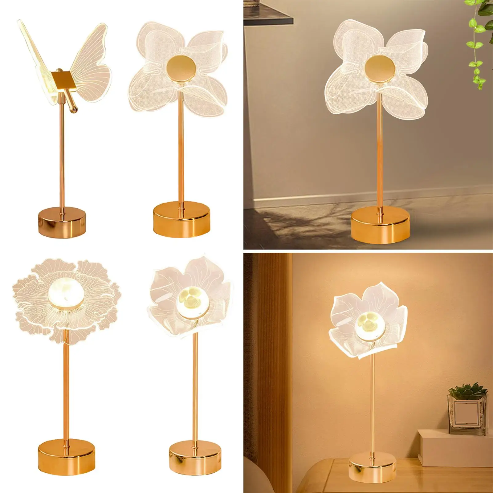 Night Light Brightness Adjustable 180 Degree Adjustable Birthday Gift Acrylic Bedside Table Lamp for Adults Wife Valentine`s Day