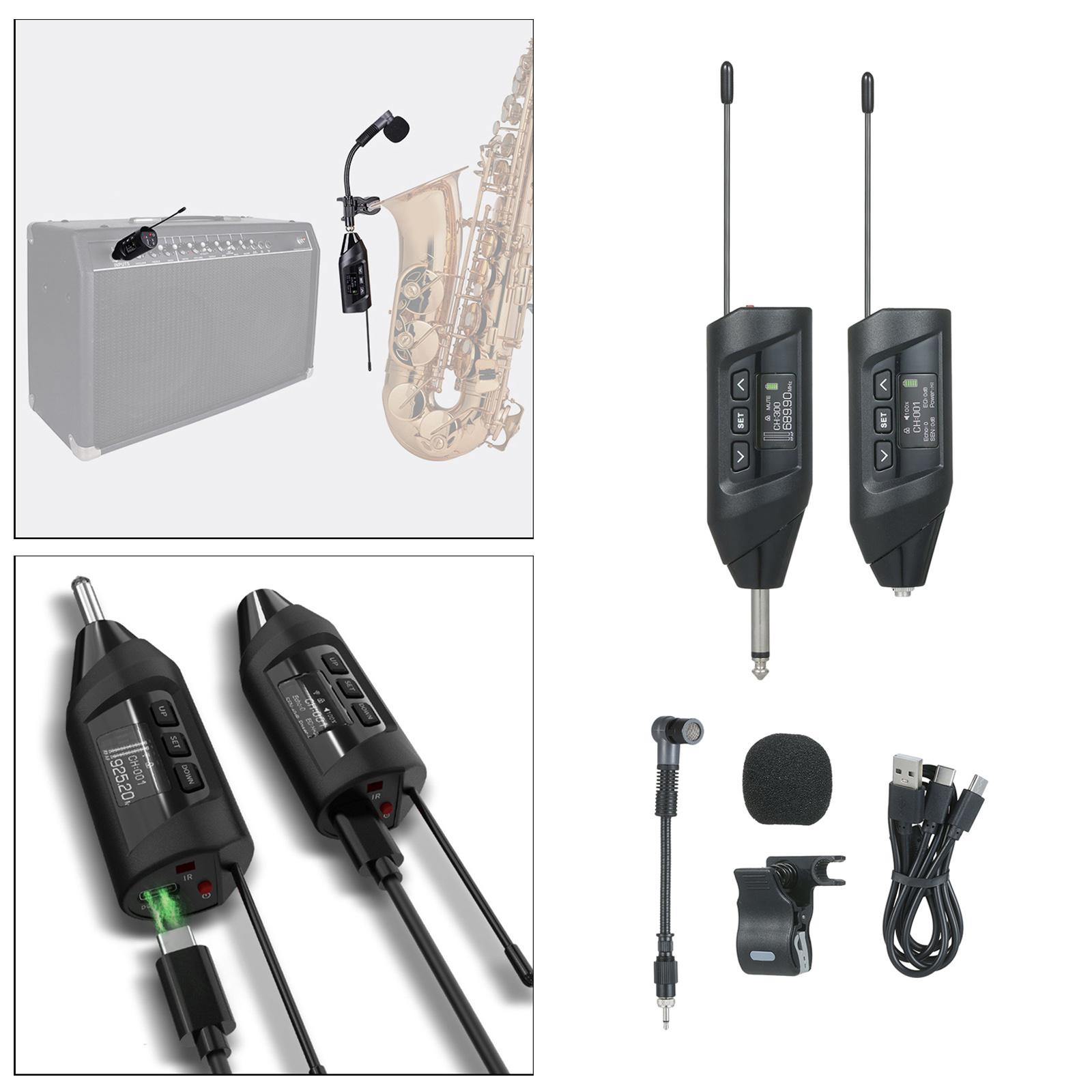 Wireless Saxophone Microphone System UHF Clip‐On Microphone Wireless for Live Performance