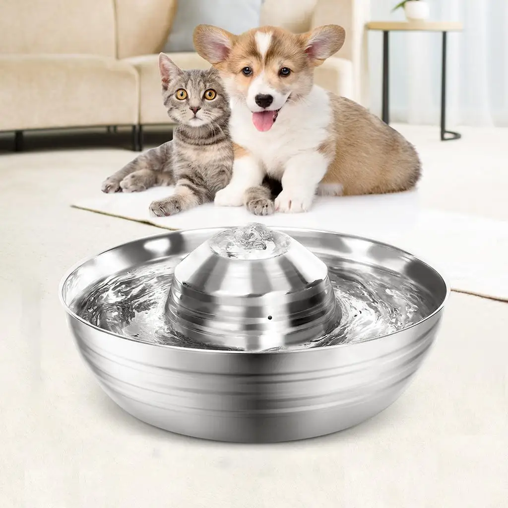 Cat And Dog Drinking Fountain, Automatic 2L Water Dispenser , Fresh, -flowing Water Jet, Easy-to-clean Stainless Steel,