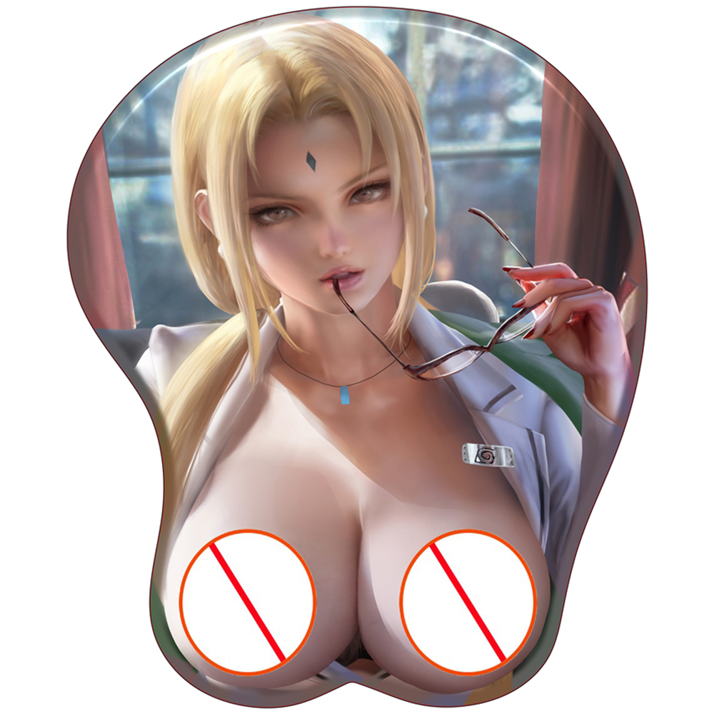 Коврик для мыши Tsunade с аниме, пикантный силиконовый 3D-коврик для мыши,  без цензуры, с большой грудью, для игр | AliExpress