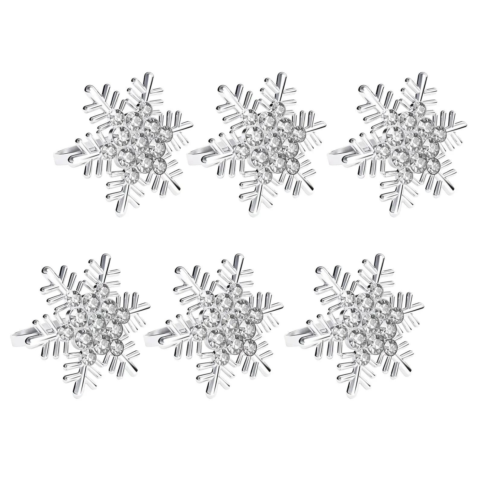 6x Xmas Snowflake Napkin Rings Christmas Napkin Rings for Party Birthday