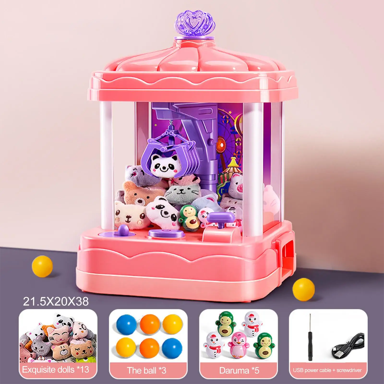 Mini Claw Catch Toy Crane Machines Multifunction Dual Power Mode Play Game