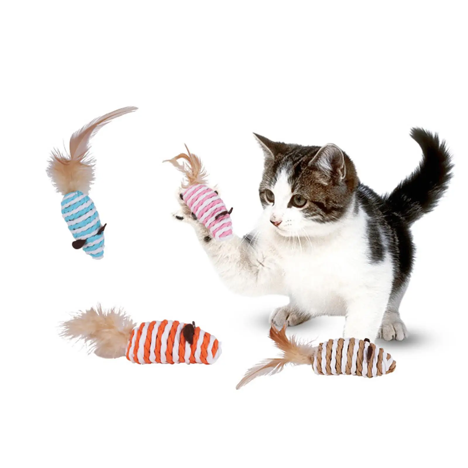 Woven False Mice Cat Toys Little Mice Size Paper Rope Small Durable Pets Toys for Interactive Play Fetch Pets Training Kitten