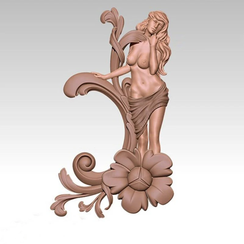 3D Model STL File Sexy Baroque Woman Ornament Corner Volute #1 Relief for CNC Router Engraving - ZBrush Artcam Aspire Cut3d wood locator