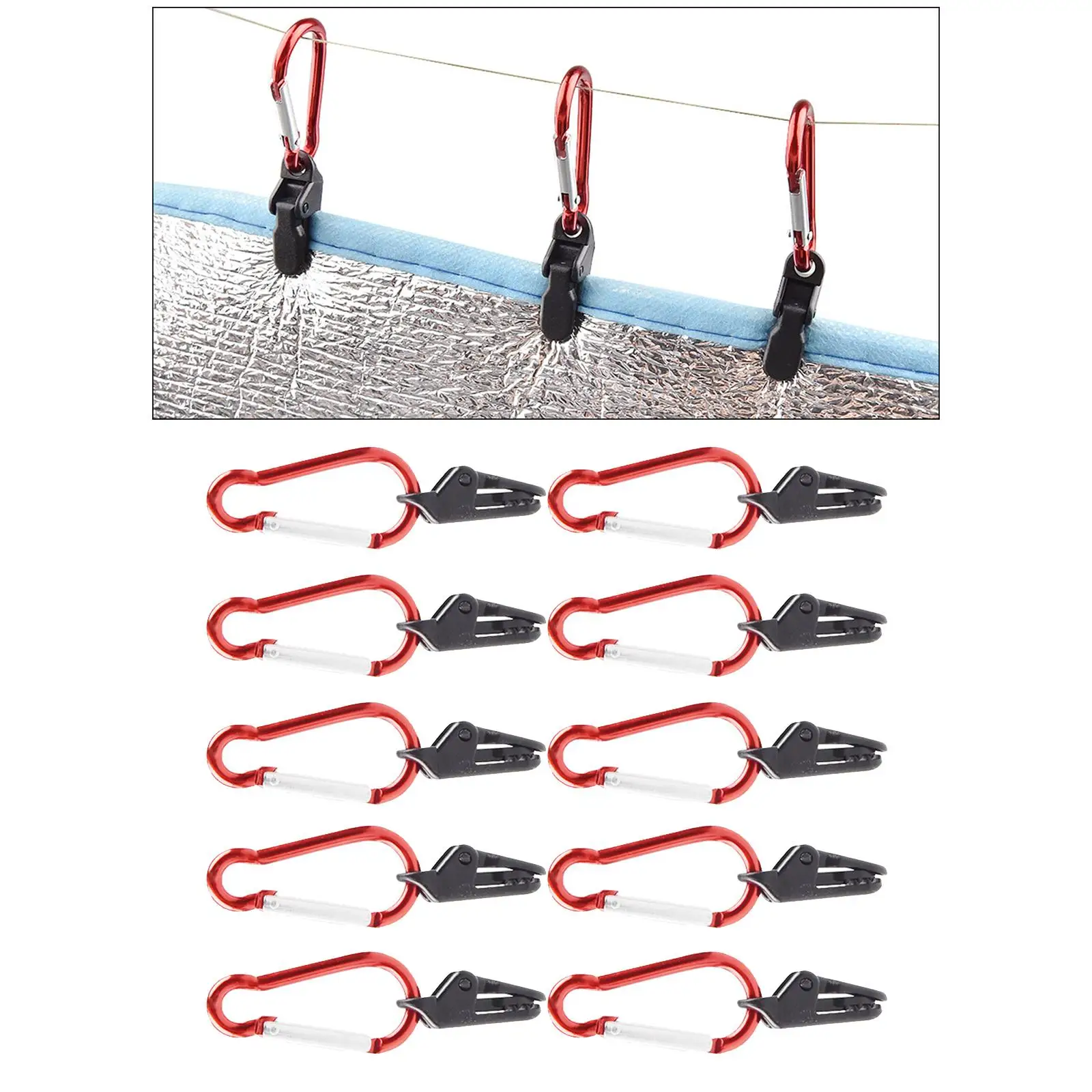 10pcs Tarp Clips Buckle,Heavy Duty   Grip Tent Clamps Tightening Lock Grip Clamps for Outdoor Camping Hiking Traveling
