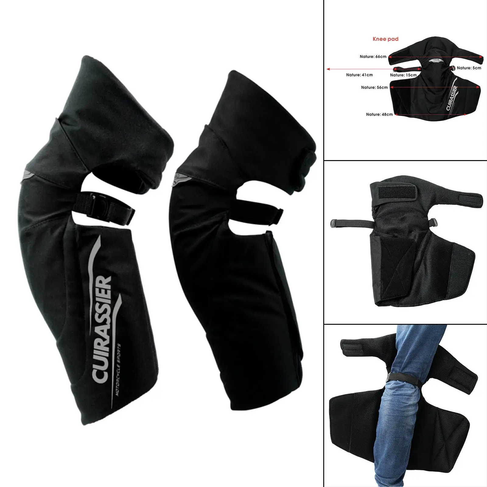 Motorcycle Knee Pads Knee Guards Cotton Padded Oxford Cloth Adjustable Strap Leggings Covers Protector Fits for Motocross Riding