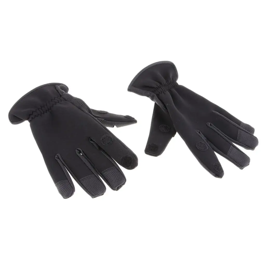 1 Pair Neoprene Fishing Gloves Breathable Anti-Slip 3 Finger Gloves Free Size Mitts