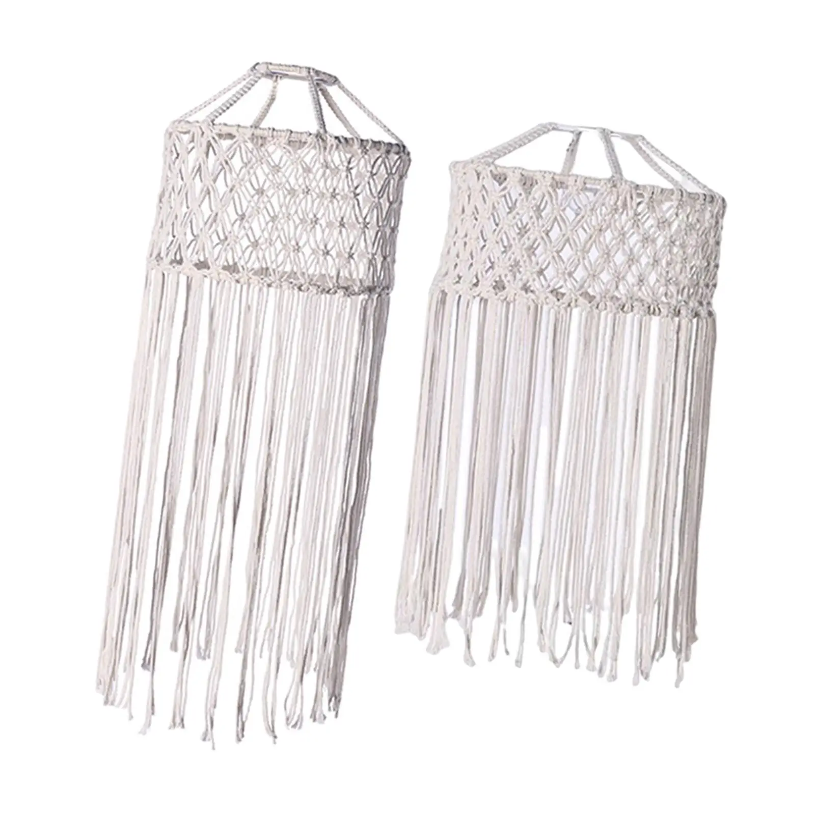Macrame Lamp Shade, Woven Lampshade White Chandelier Lamp Cover for Backdrop Decorations