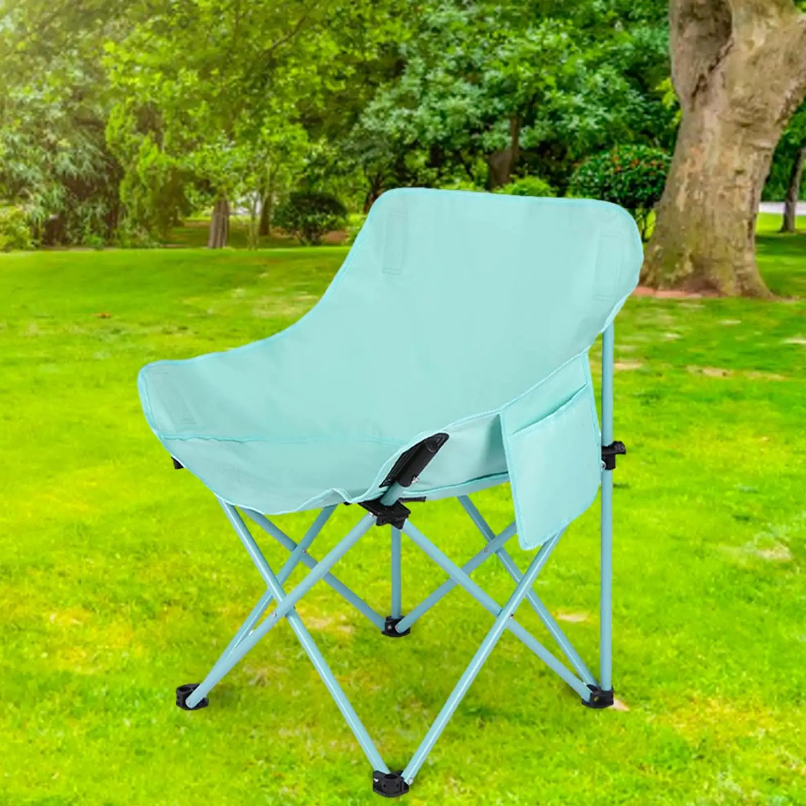 Folding Camping Chair with Side Pocket Beach Chair for Garden BBQ