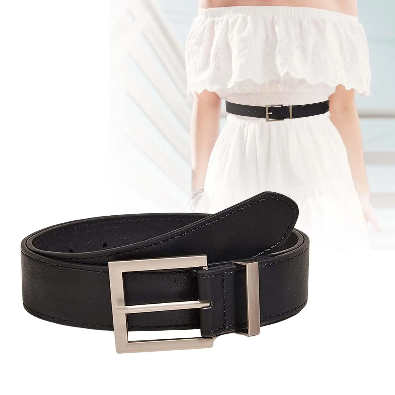 Vintage Style Women PU Leather Belts Prong Buckle Leisure Belt Skinny Belt Decoration Jeans Belt Dress Belt Pants Accessories