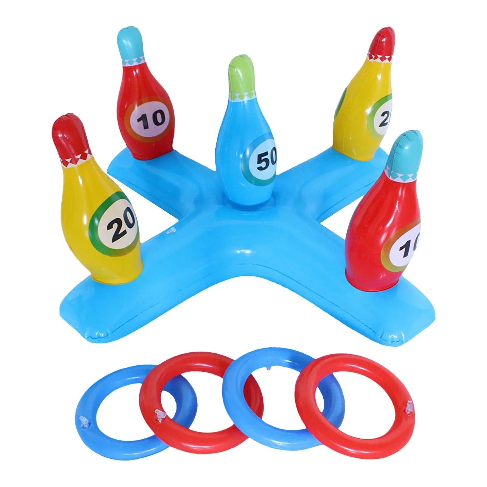 Ring Toss Game Set Team Cooperation Inflatable Bowling Set Carnival Outdoor Games for Games Xmas Activity Backyard Birthday
