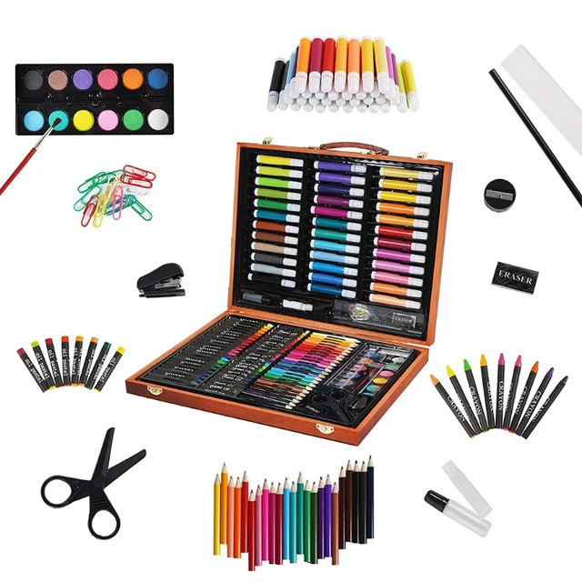 H & B 208-Piece Art Supplies Kit for Painting & Drawing Kids Art Set Case Portable Art Box Oil Pastels Crayons Colored Pencils Markers Great
