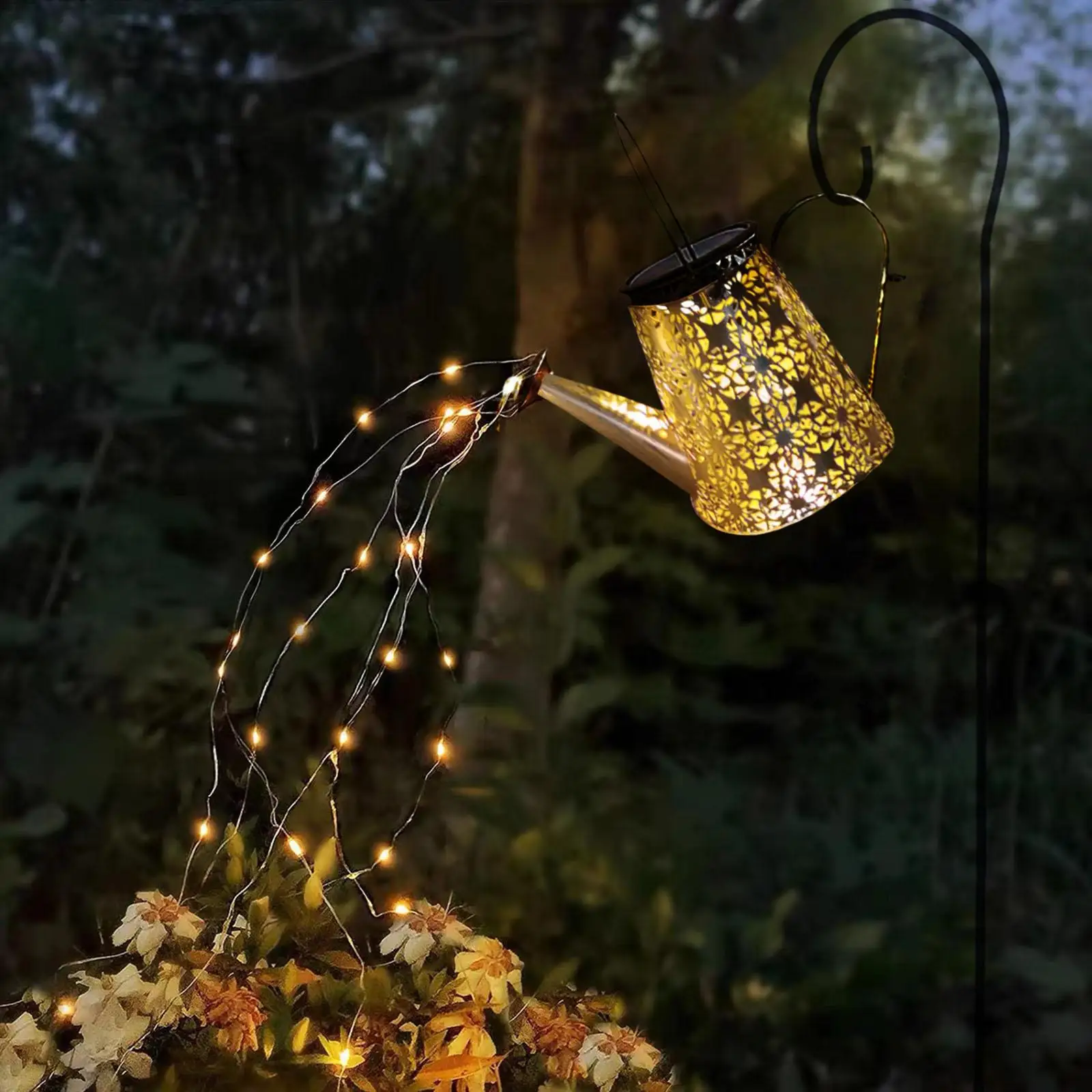 Solar Powered Water Can Light Sprinkles Star Type Shower Light for Tree Patio Decor
