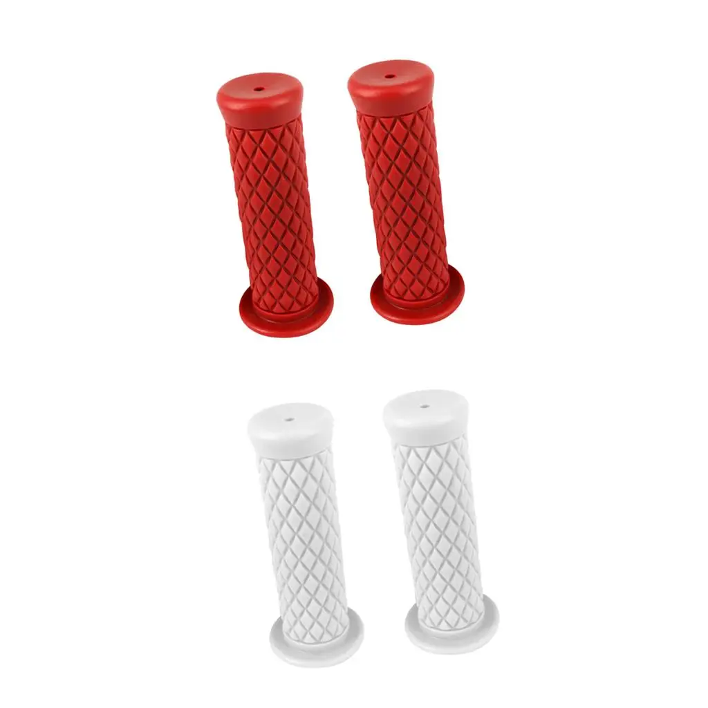 2 Pair Motorbike Motorcycle Handlebar Handle Bar Grips Red and White - 22mm/24mm