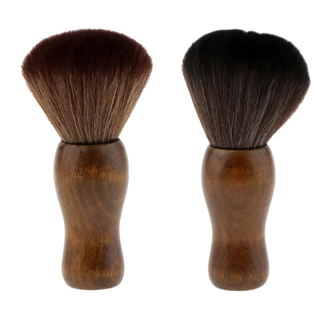 Wood Shaving Brush Neck Face Cleansing / Facial Makeup Brush Tool - Brown