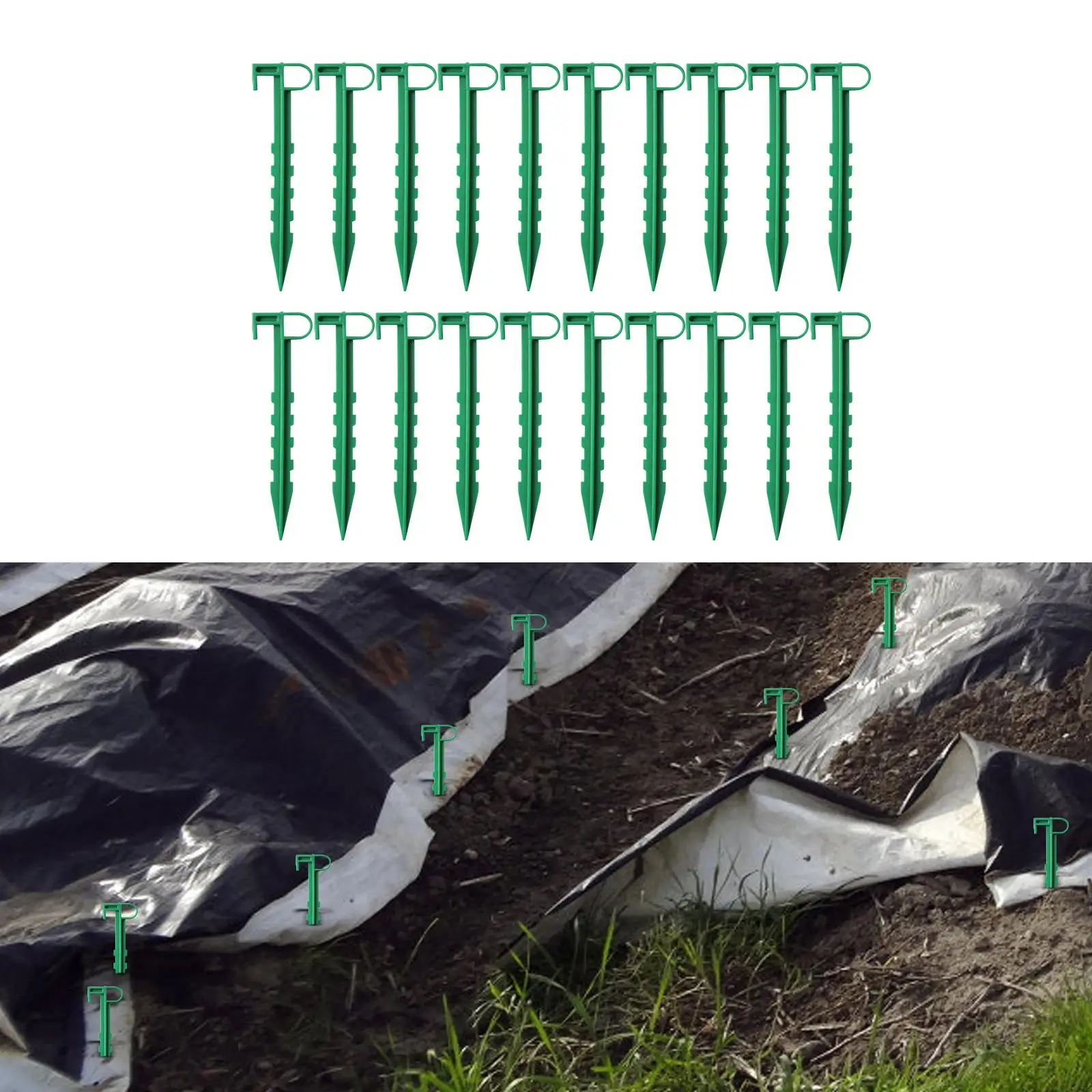 20Pcs Garden Stakes Ground Auger Fixation for Fabric Lawn Edging