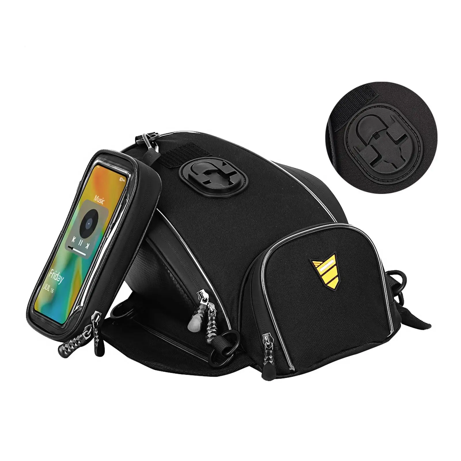 Motorcycle Phone Navigation Tank Storage Bag Phone Pocket Touch Screen Easily Install wear Resistant Multi Pocket Black