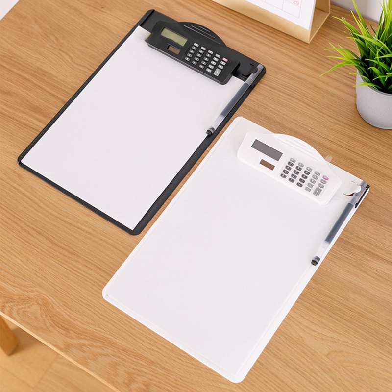 plástico clipboard forte com suporte de caneta calculadora de carregamento solar hangable clip board para hospital de reunião de negócios