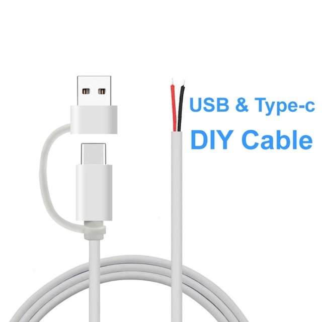 USB C to 2Pin Bare Wire Open End Cable 5V/2A USB Type C Male 2Pin Pigtail  Power Wire Replacement DIY Cable for LED Light - AliExpress