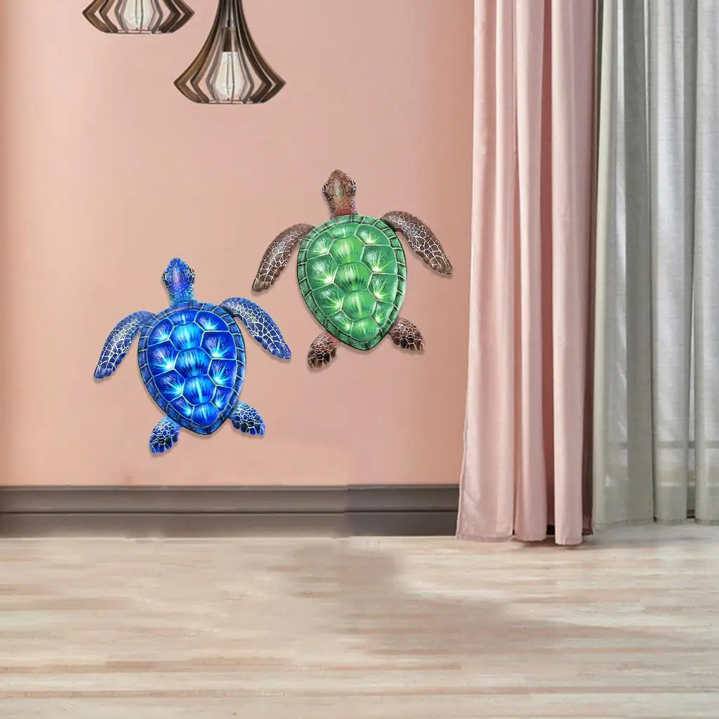 2x Sea Turtle Metal Wall Decor Animal Ornament for Home Living 