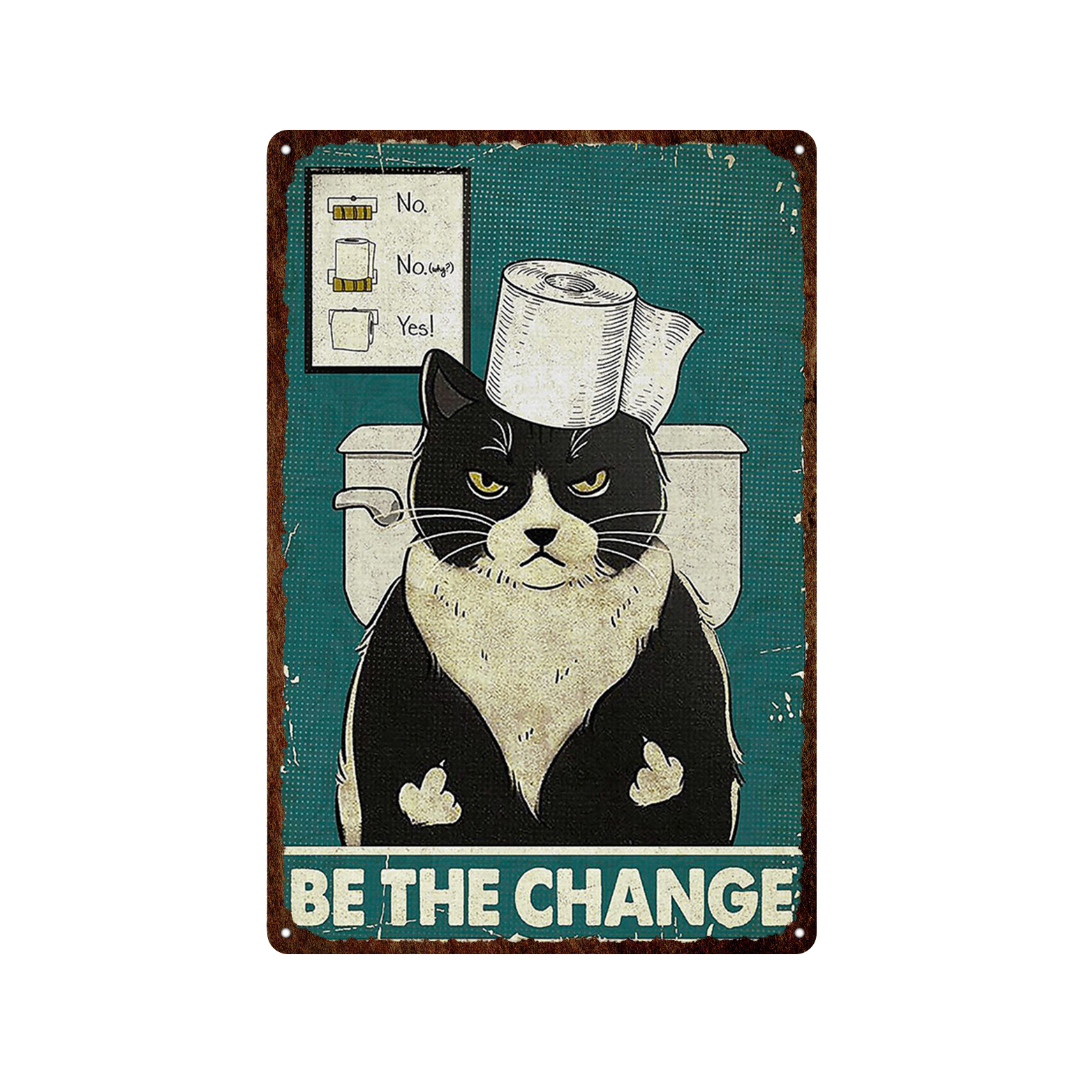 Title 16, Vintage Tin Sign Cat Upozorenje Metal Sign Meta...