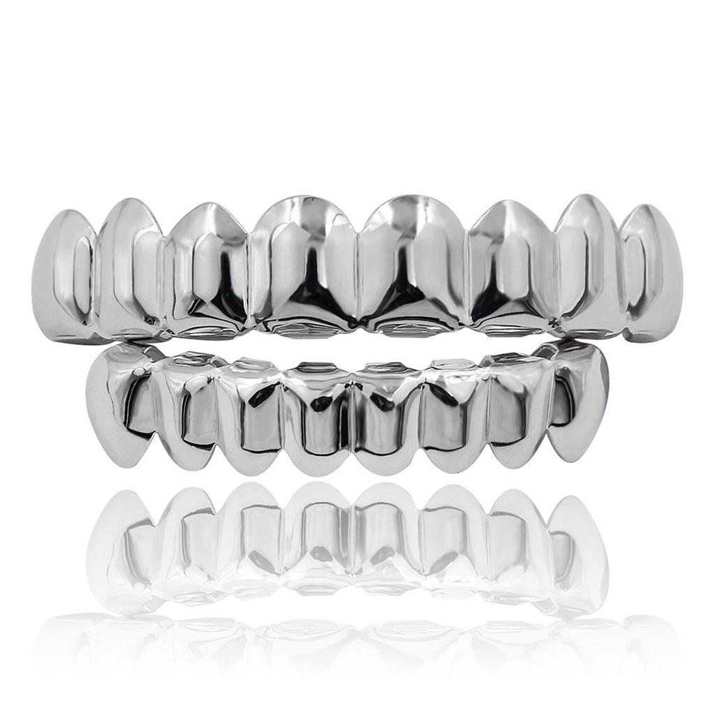Custom Fit 18k Gold Plated Hip Hop Teeth Grills Caps Top & Bottom Grill Sets